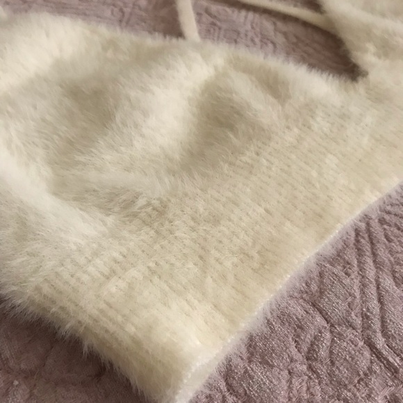 White Fuzzy Knit Bralette - Picture 5 of 9